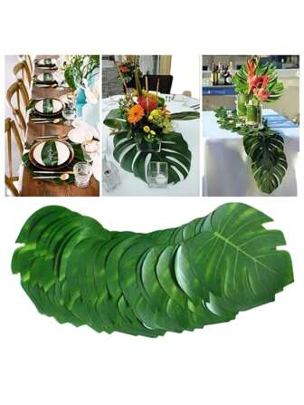 10 pièces Feuilles de palmier artificielles fleurs de simulation pour la décoration de la maison, la table à manger, la chambre, le bureau, le café, l'hôtel, l'arrangement floral DIY, la photographie, etc., Saint Valentin, cadeau