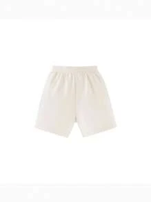 mini bala Pantalones cortos de verano nuevos con bloqueo de color y bordado de letra para niños pequeños