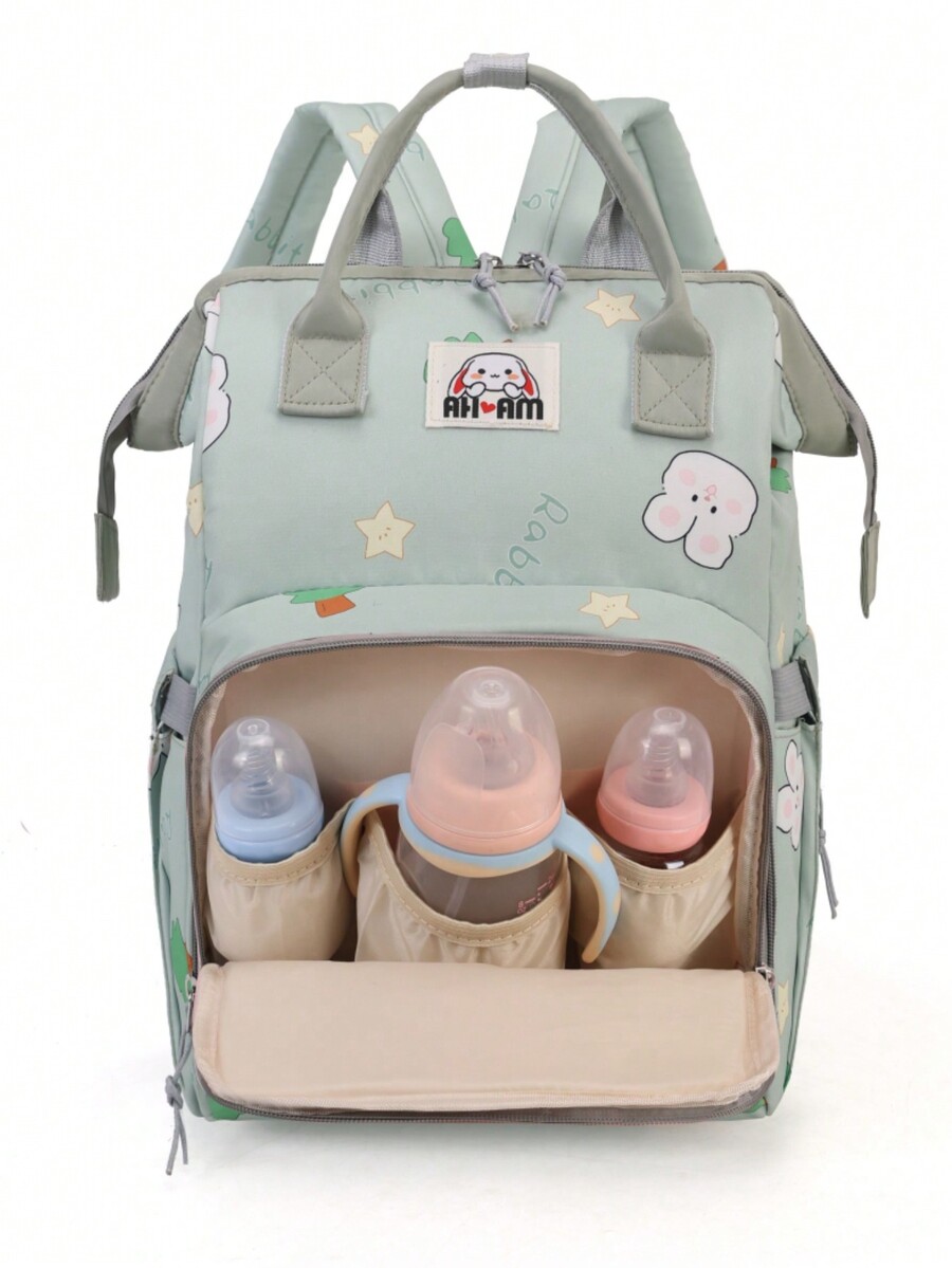 1pc Printed Cartoon Diaper Bag Backpack Mommy Bag LargeCapacity Nappy
