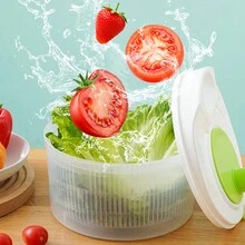 1set Large Salad Spinner With Storage Lid, Drain, Bowl, And Colander - Quick And Easy Multi-Use Lettuce Spinner, Vegetable Dryer, Fruit Washer, Pasta And Fries Spinner - Vegetable Dehydrator - View 5