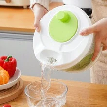 1set Large Salad Spinner With Storage Lid, Drain, Bowl, And Colander - Quick And Easy Multi-Use Lettuce Spinner, Vegetable Dryer, Fruit Washer, Pasta And Fries Spinner - Vegetable Dehydrator - View 3