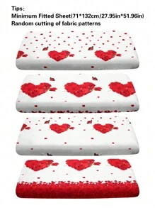 1pc Fashionable Simple Style Rose, Heart & Butterfly Printed Brushed Fitted Sheet, Dustproof, Bedroom Home Textile Bedding