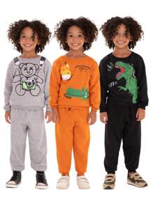 Kit 4 Peças Moletom Infantil Menino Inverno - 2 Casacos + 2 Calças - Tamanho 1 ao 10