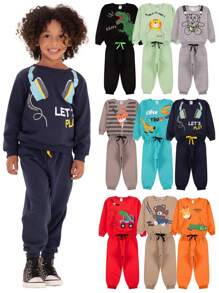 Kit 4 Peças Moletom Infantil Menino Inverno - 2 Casacos + 2 Calças - Tamanho 1 ao 10