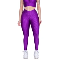 Kit 5 Women's 3D Legging Pants Gym Walking Butt Lift Black/Purple/Green/Blue/Pink - 彩色 - 查看 3