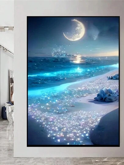 Moon On The Beach 5D Diamond Painting Kit: Beginner 30x40cm Sparkling Home Decoration Handicraft