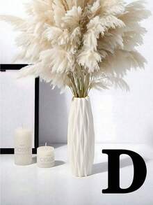 1入組PE塑料裝飾花瓶，帶有壓花設計，適用於家居和辦公室裝飾的桌上裝飾品 - 白色 - 查看 12