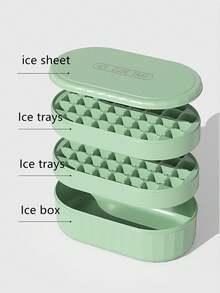 1pc 72-Grid Homemade Ice Cube Tray With Lid And Ice Shovel, Summer Household - Green - View 4