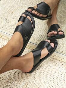 Men Comfortable  Style Sandals Arab Style Slippers - Black - View 3