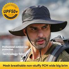 Mũ leo núi ngoài trời mùa hè cho nam, Mũ chống nắng, Mũ che nắng chống tia cực tím thoáng khí để câu cá (Có thể gập lại) - màu đen - Xem 1