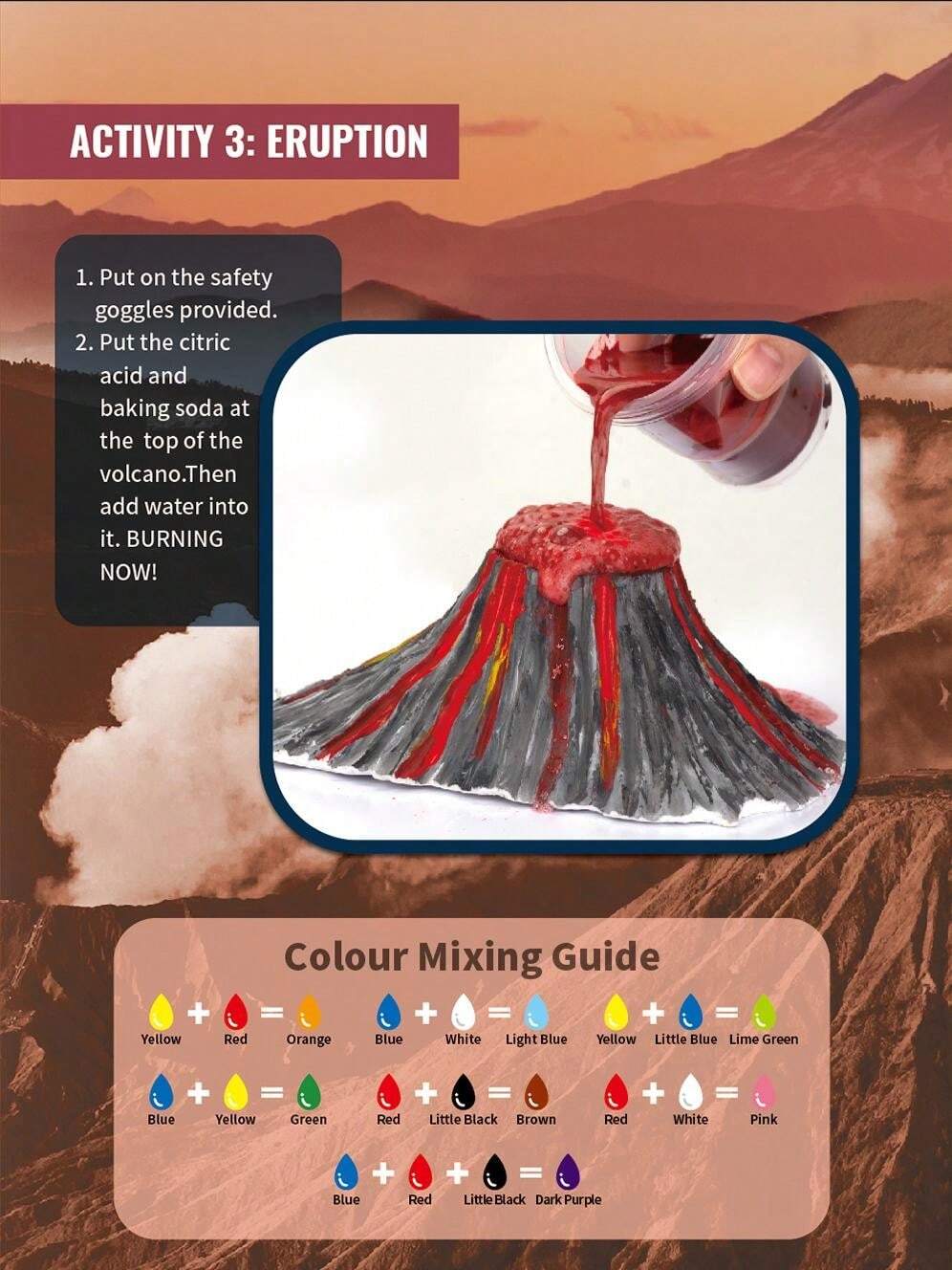 Creative Volcano Eruption Experiment Set DIY Painting Coloring Kit ...