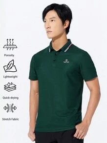 TECTOP 夏季健身男士 Polo 衫高尔夫短袖吸湿排汗速干高性能高尔夫衬衫三扣上衣