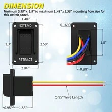 1pc Reverse Polarity Switch 12V Waterproof Momentary 3 Position (ON)-Off-(ON) Rocker Switch Marine RV Power Stabilizer Jack Switch 20A DPDT With Pre-Wired For Boat Auto UTV Travel Trailer - Black - View 4