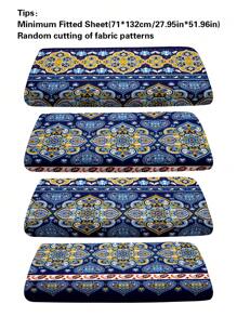 1pc Bohemian Pattern Printed Brushed Fitted Sheet, Bedroom Fitted Sheet With Printed Cover, Bedding