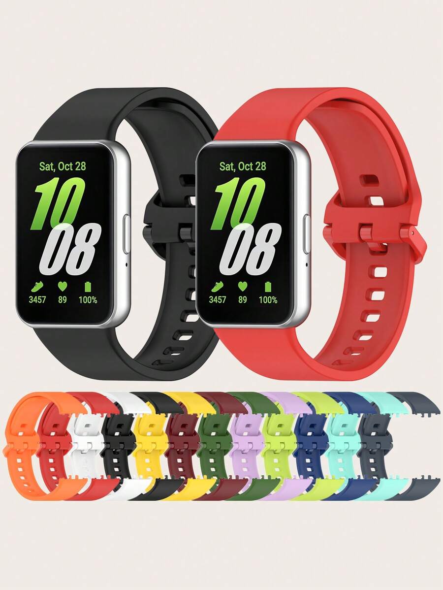 1入組中性休閒純色扣釦硅膠手錶帶,適用於三星Galaxy Fit 3 - Galaxy Fit 3 - 查看 1