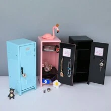 Mini Locker With Lock & Keys, Metal Small Locker Cabinet For Desktop Lockbox, Doll Clothes Storage Compartment Organizer, Money Safe And Cash Lock Box - Multicolor - View 1