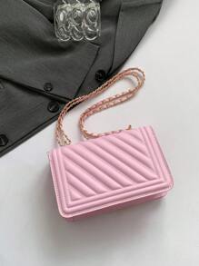 Fashionable New Mini Quilted Embossed Chain Shoulder Bag, Simple And Versatile Diagonal Crossbody Bag For Stylish Ladies - Pink - View 7