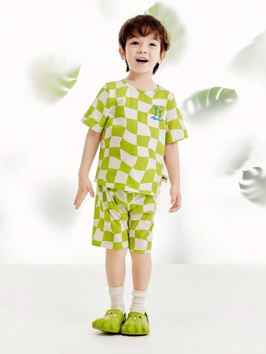 mini bala Pijama de verano de algodón transpirable para niño en casa - Verde - Ver 1