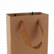 10-Pack Small Shopping Paper Bags Kraft Plain Paper Bags  Thickness Paper Bags With Ribbon Handle - Brown - View 4