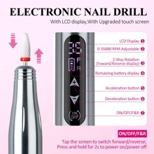 Arousar Electric Nail Drill Cordless, 35000RPM Touchscreen Rechargeable Nail Drill Portable LCD Display Electric Nail File Machine For Professional Manicure Pedicure And Polishing