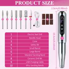 Arousar Electric Nail Drill Cordless, 35000RPM Touchscreen Rechargeable Nail Drill Portable LCD Display Electric Nail File Machine For Professional Manicure Pedicure And Polishing