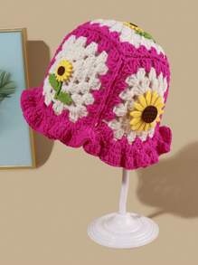 One Fashionable Crochet Hat With 3D Sunflower Flower Embellishment