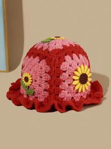 One Fashionable Crochet Hat With 3D Sunflower Flower Embellishment