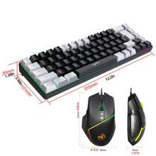 HXSJ Keyboard And Mouse Combo Set, 68-Key RGB Wired Keyboard, USB Plug-And-Play Mouse, Suitable For Home, Office, And Gaming - Black and White - View 3