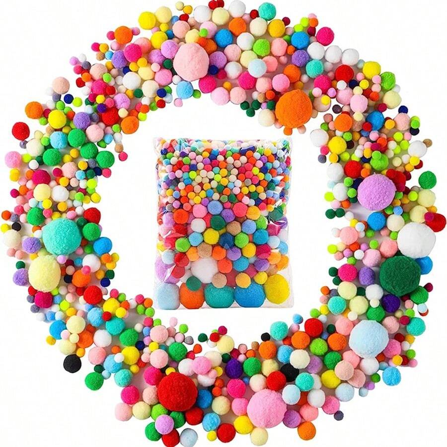 20g Pompones esponjosos de 8-30mm de elasticidad alta y suave, de color aleatorio, para manualidades, decoración del hogar, juguetes cosidos a mano, decoración para bodas para niños - Multicolor - Ver 1