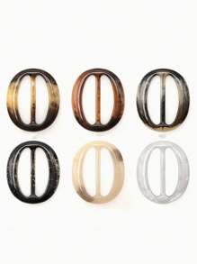 Chic And Elegant 6pcs Resin Scarf Ring Set - Multifunctional Decoration For Various Occasions Fashionable Brooch - Multicolor - View 5