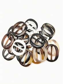 Chic And Elegant 6pcs Resin Scarf Ring Set - Multifunctional Decoration For Various Occasions Fashionable Brooch - Multicolor - View 4