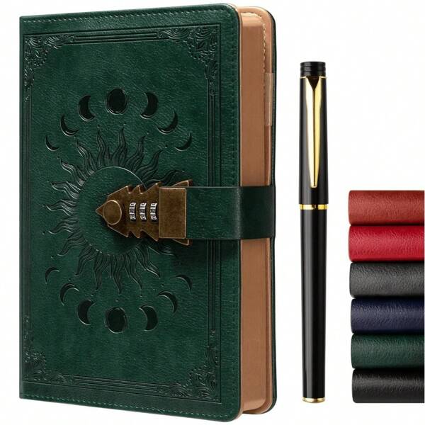 Diary With Lock For Women & Men, A5 240 Pages Lockable Journal , Refillable Leather Journal Writing Notebook (8.5 * 5.9inch),School Supplies,Back To School