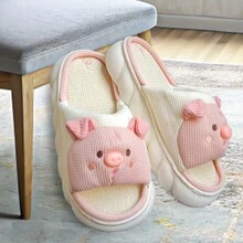 Zapatillas Pantuflas cerdito cochinito Sandalia interiores Mujer infantil niño y niña - Blanco y Rosa - Ver 6