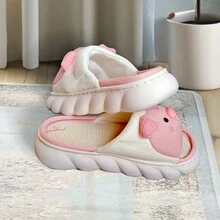 Zapatillas Pantuflas cerdito cochinito Sandalia interiores Mujer infantil niño y niña - Blanco y Rosa - Ver 5