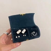 [1 peça] Caixa de Armazenamento de Joias de Veludo Mini para Anéis, Brincos, Colares, Estojo de Viagem Portátil para Joias, De Volta às Aulas