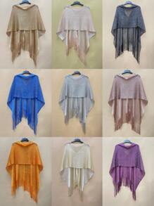 1pc Fashionable And Versatile Knitted Women's Spring/Summer Poncho, Comfortable, Breathable, Sun-Proof, Suitable For Various Occasions To Wear - Multicolor - View 11