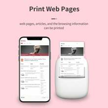 小型打印機標籤製造機，具備列印紙、貼紙列印機，無墨點移動式攜帶式學習打印機，適用於解剖圖，圖片，日誌，收據，能與手機、平板電腦兼容 - 粉色 - 查看 8