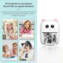 小型打印機標籤製造機，具備列印紙、貼紙列印機，無墨點移動式攜帶式學習打印機，適用於解剖圖，圖片，日誌，收據，能與手機、平板電腦兼容 - 粉色 - 查看 10