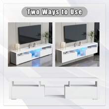 JOYSOURCE LED Floating TV Stand High Glossy For 55 Inch TV Modern Wood Entertainment Center Wall Mounted TV Stand Floating TV Shelf Media TV Console For Living Room Bedroom, Two Way To Use