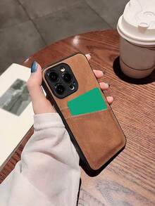 1 PC Brown Classic PU Leather Case With Card Slots Compatible With IPhone 11 12 13 14 15 Pro Max - Brown - View 2