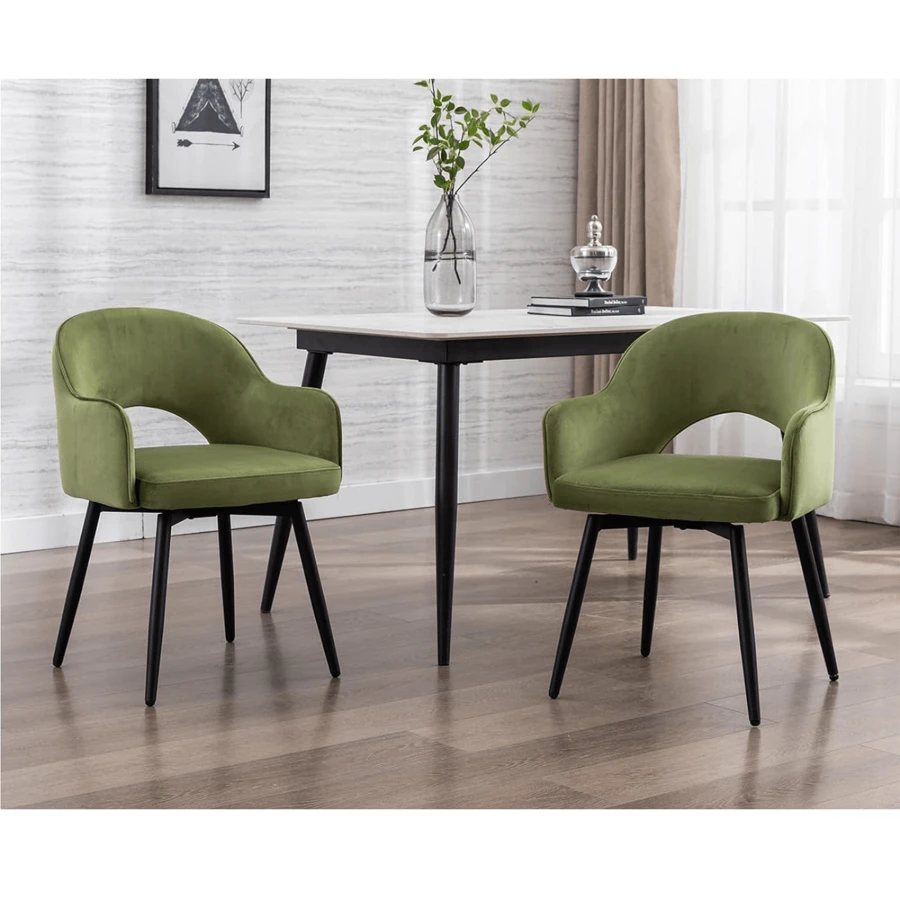 WAHSON OFFICE CHAIRS 2PCS Wahson Velvet Dining Chair Kitchen Chair With Metal Legs, Living Room Chair For Bedroom/Restaurant - Green - View 1