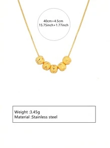 This Elegant And Sophisticated 18K Gold-Plated Stainless Steel Necklace Features Five Round Beads And Is Suitable For Women To Wear In Daily Life Or At Parties, Or As A Gift For Mother Day.