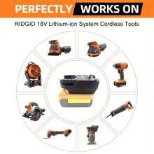 DM18AR Battery Adapter Fits Ridgid AEG 18V Cordless Tool, Convert Dewalt 18V/20V Max XR Li-Ion Battery Or Milwaukee M18 18V Li-Ion Battery To Ridgid 18V Li-Ion Battery- Adapter Only - Black - View 1