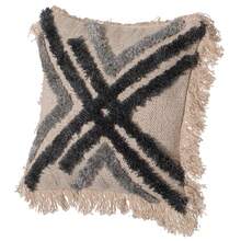 Deerlux Deerlux 16" Handwoven Cotton Silk Throw Pillow Cover Zig Zag Fringed Design - 與墊子交叉 - 查看 1