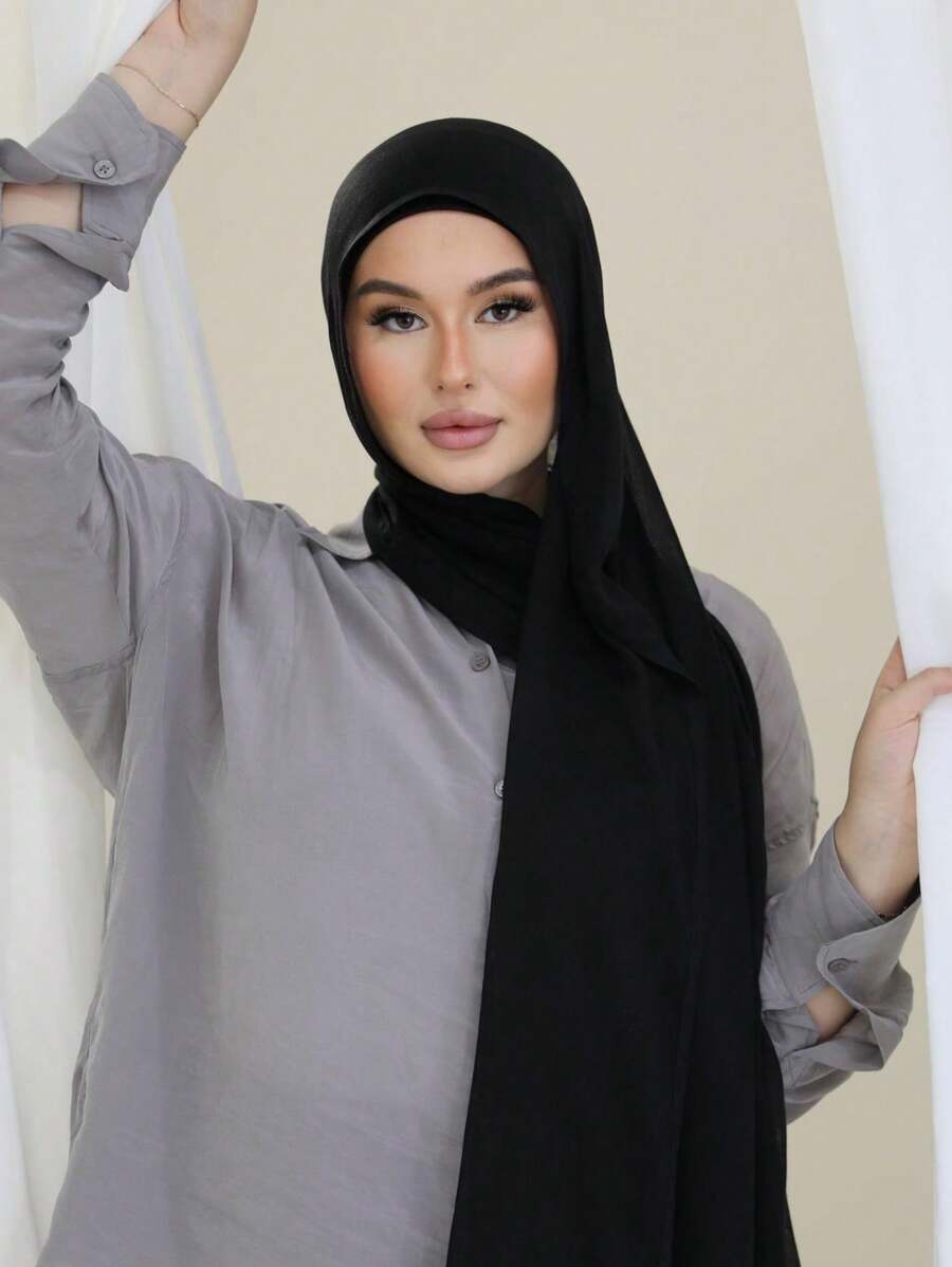 1pc Muslin Headscarf,Soft And SkinFriendly,Solid Color Head Wrap,Neck