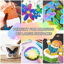 12 色丙烯酸涂料记号笔、金属涂料笔，配有 3.0 毫米凿子头，适用于在黑纸、玻璃、岩石、木材、帆布、马克杯、DIY 工艺品上绘画 - 彩色 - 查看 9