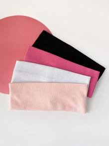 Girlish! 4pcs/Pack Solid Color Basic All-Match Sport Headbands, Korean Style Fashionable Wide-Band Hair Accessory, Ideal For Casual & Outdoor Activities Turban Headband Sweatband, School Stuff, College