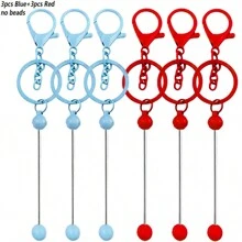 Mixed Beaded Keychain With Steel Blank Metallic Alloy Beads, Detachable Beaded Pendants For Handmade Jewelry Crafts - One Size - View 21