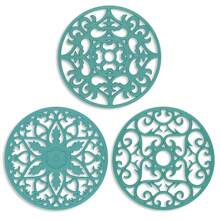 3 件套硅胶三脚垫大圆形硅胶锅垫隔热垫和三脚架适用于热菜和热锅，热的，家庭和厨房必备品，厨房用具和设备作为圣诞节实用礼物