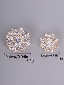 3pcs/Set Double-Layered Rhinestone Flower Shaped Metal Buttons, DIY Clothing & Accessories Decorative Sewing Buttons For Cardigan, Coat, Jacket, Suit, Hat, Gift Box, Bouquets - White - View 15